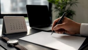 Agenda jurídica y documentos legales con control de tiempos