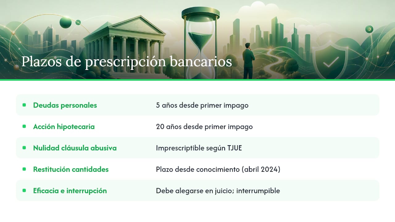 Gráfico sobre los plazos de prescripción de deudas bancarias