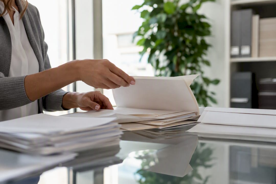 Manos revisando expedientes legales para analizar casos