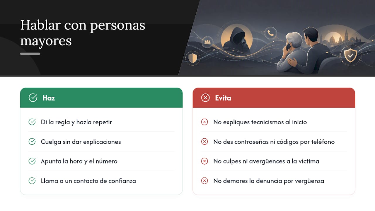 Cómo hablar de vishing con familiares y personas vulnerables — overview diagram