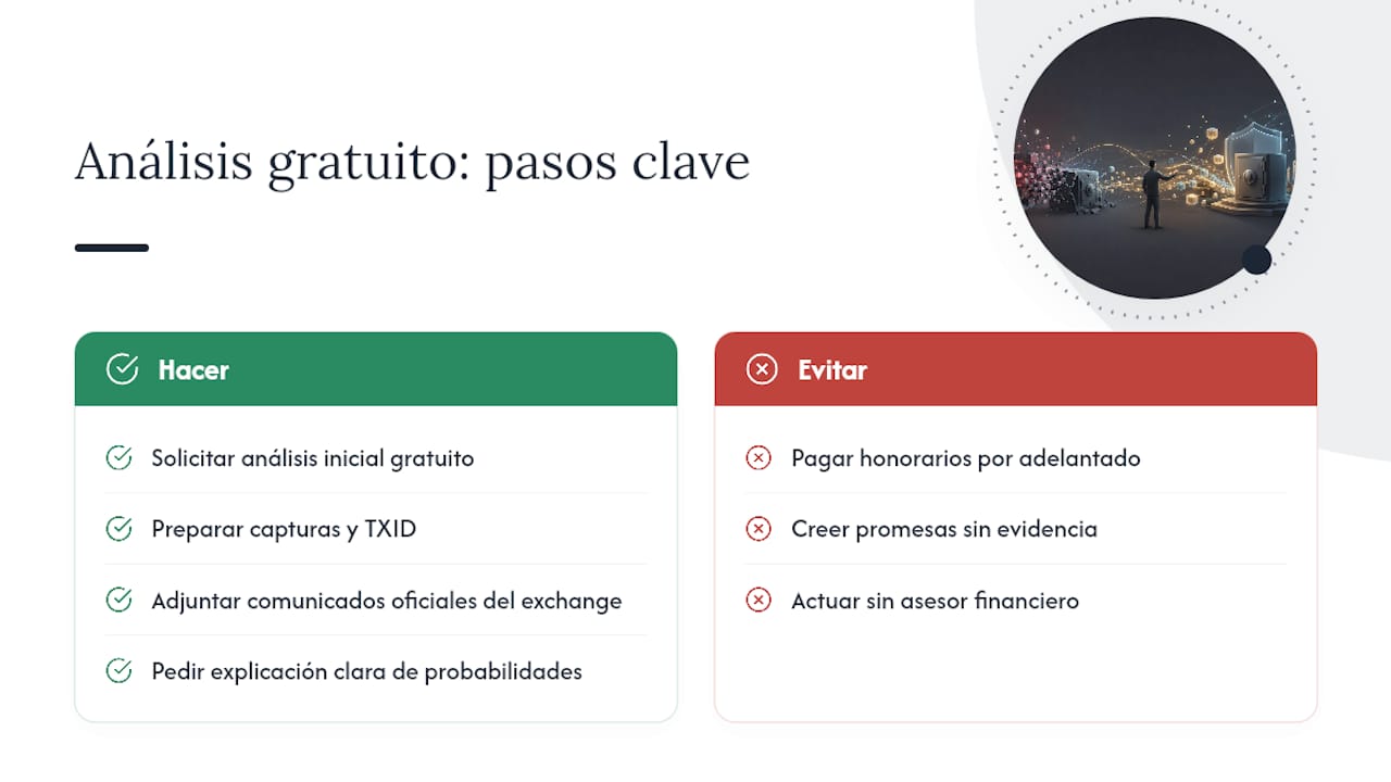 Solvendi Abogados: análisis gratuito si has perdido fondos en un exchange hackeado — overview diagram