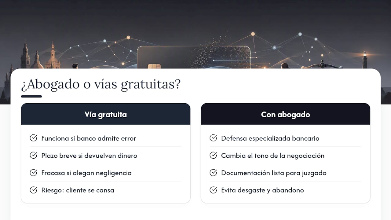 ¿Un abogado o vías gratuitas primero? — overview diagram