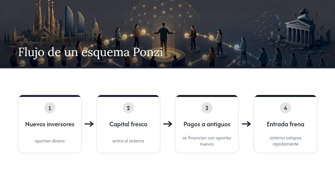 Movimiento de fondos en un esquema Ponzi