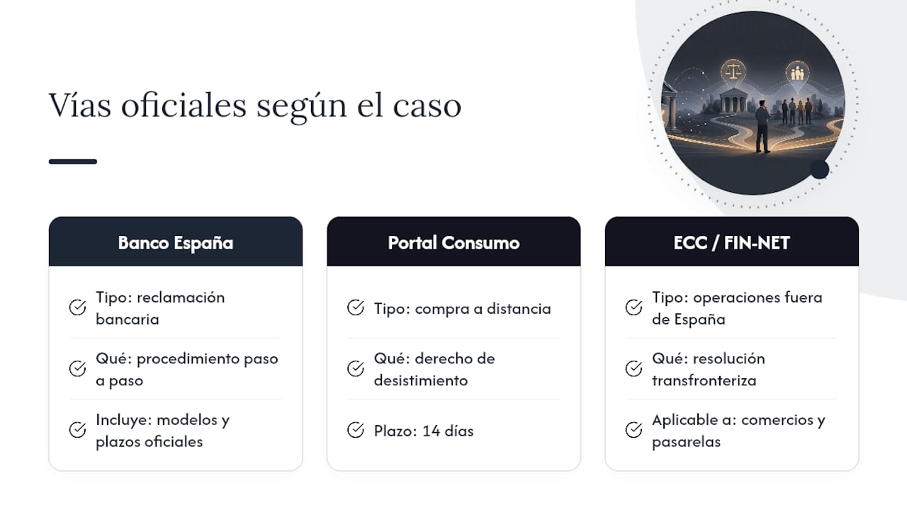 Canales oficiales para reclamar un pago