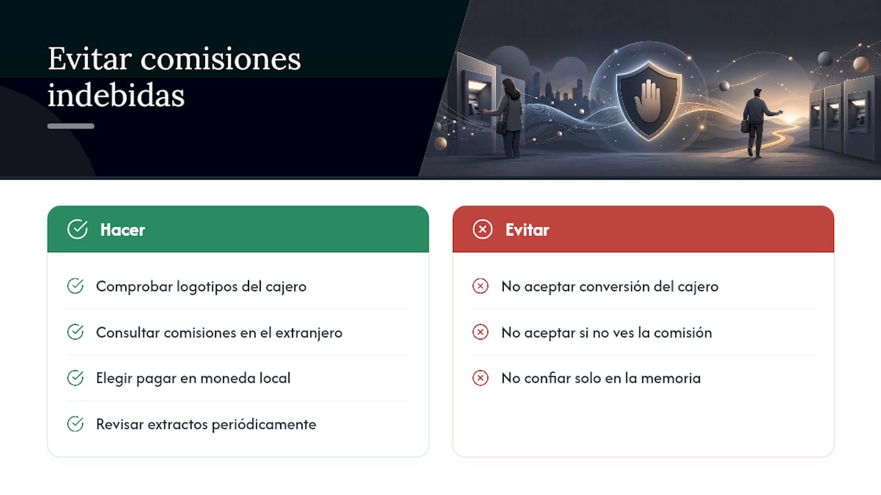 Recomendaciones para evitar comisiones indebidas al usar un cajero — overview diagram