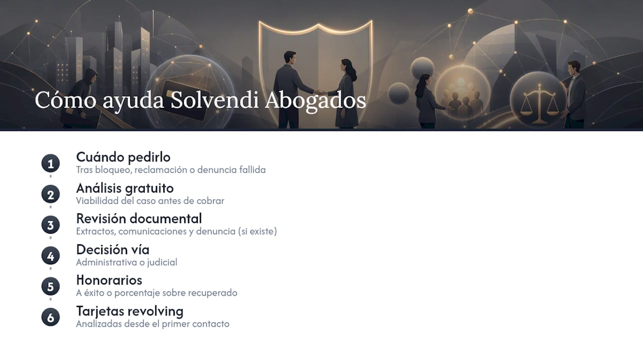 Cuando la reclamación se complica, así te ayuda Solvendi Abogados — overview diagram