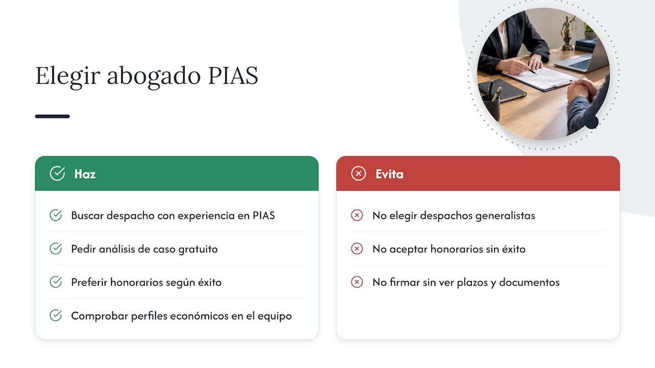 Consejos para elegir un abogado especializado en reclamaciones PIAS — overview diagram