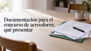 Documentos de solicitud concursal sobre una mesa