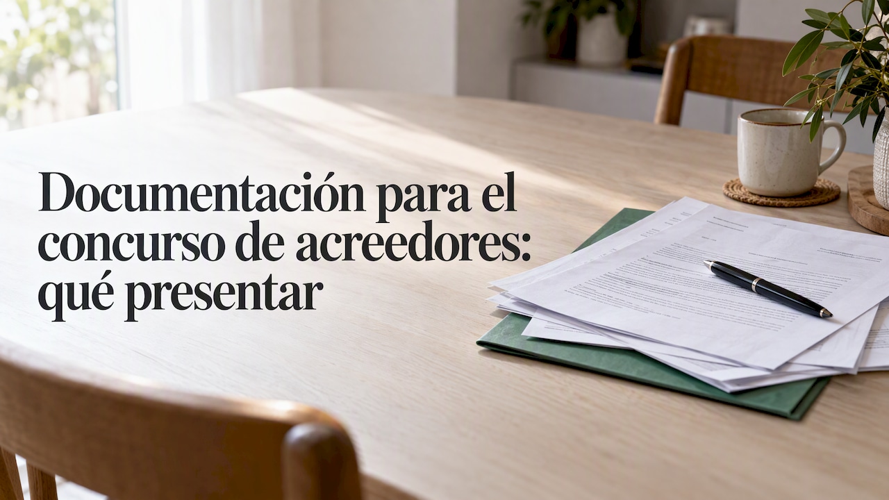 Documentos de solicitud concursal sobre una mesa