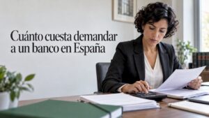 Abogada evalúa los costos asociados a una demanda bancaria